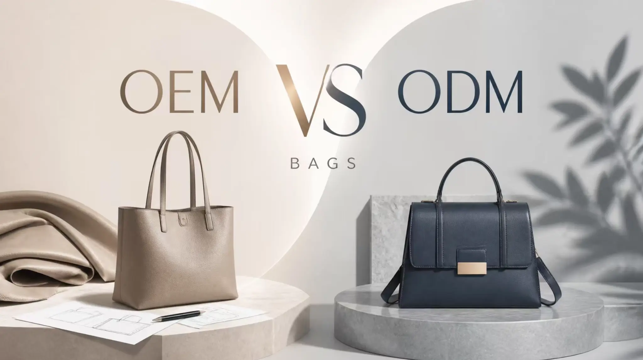 OEM vs ODM bags comparison showing the differences in product design, development, customization, and manufacturing processes for brands and businesses.